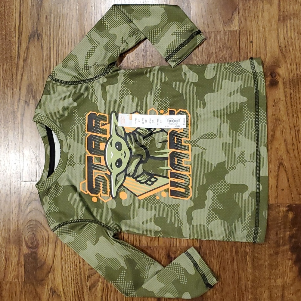 Boys Jumping Beans Star Wars green camo shirt size 3T